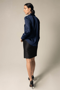 Le Réussi Women's Blouse Classy Women Silk Shirt in Royal Blue | Le Réussi