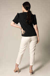 Le Réussi Women's Blouse Elegance Round Neck Blouse in Black | Le Réussi