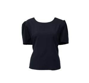 Le Réussi Women's Blouse Elegance Round Neck Blouse in Black | Le Réussi