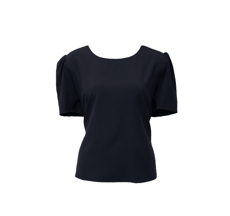 Le Réussi Women's Blouse Elegance Round Neck Blouse in Black | Le Réussi