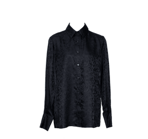 Le Réussi Women's Blouse Elegance Silk Shirt in Black Paisley | Le Réussi