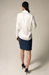 Le Réussi Women's Blouse Elegance Silk Shirt in White | Le Réussi