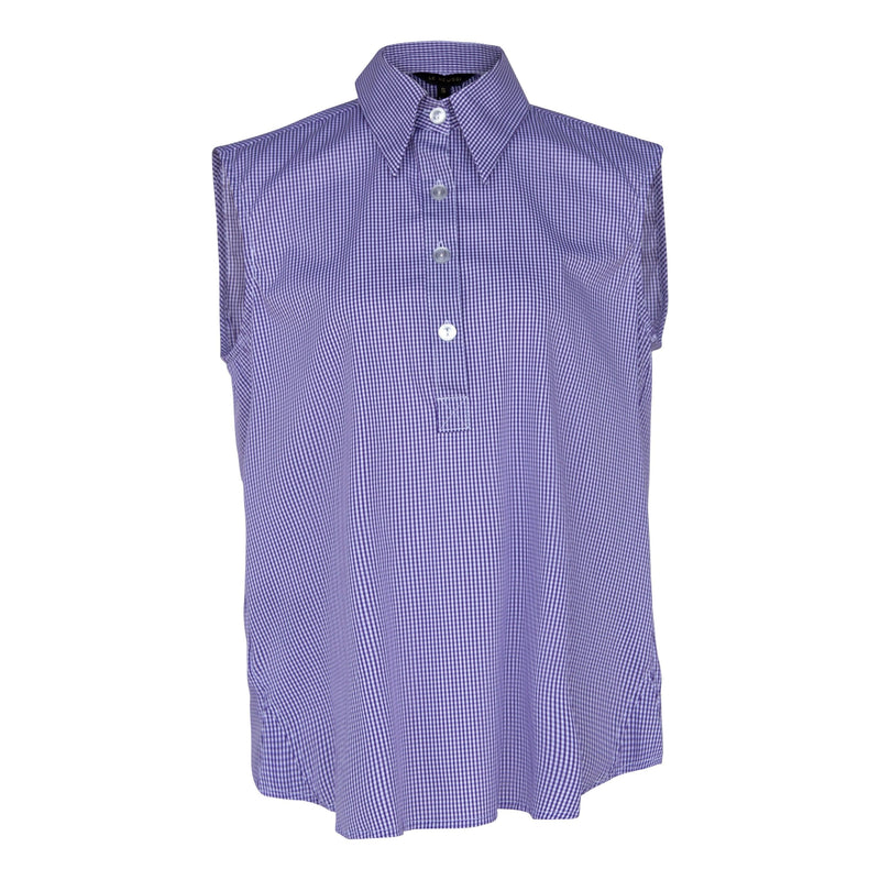 Le Réussi Women's Blouse Italian Cotton Purple Sleeveless Shirt | Le Réussi