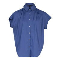 Le Réussi Women's Blouse Women's Gather Collar Shirt in Navy | Le Réussi