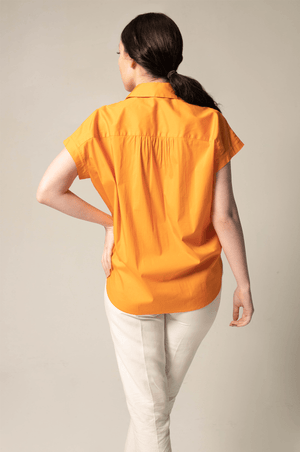 Le Réussi Women's Blouse Women's Gather Collar Shirt in Orange | Le Réussi
