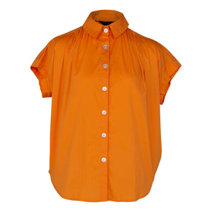 Le Réussi Women's Blouse Women's Gather Collar Shirt in Orange | Le Réussi