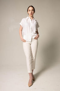 Le Réussi Women's Blouse Women's Gather Collar Shirt in White | Le Réussi