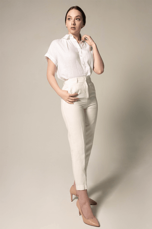 Le Réussi Women's Blouse Women's Gather Collar Shirt in White | Le Réussi