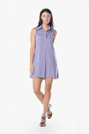 Le Réussi Women's Dress Italian Cotton Sleeveless Dress in Purple | Le Réussi