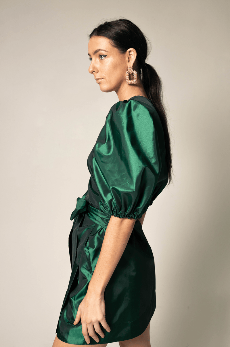 Le Réussi Women's Dress M / green Glimmer Green Wrap Dress | Le Réussi