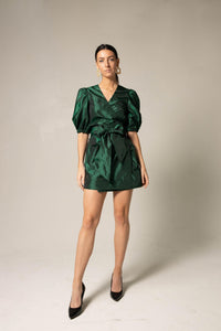 Le Réussi Women's Dress M / green Glimmer Green Wrap Dress | Le Réussi