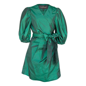 Le Réussi Women's Dress M / green Glimmer Green Wrap Dress | Le Réussi