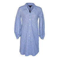 Le Réussi Women's Dress Shirt Dress with Oversized Sleeves in White Floral | Le Réussi