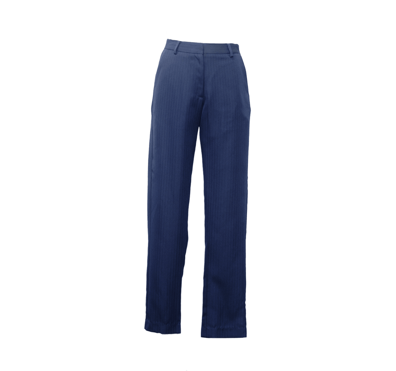 Le Réussi Women's Pants & Trousers Italian Wool Skinny Pants in Navy Blue | Le Réussi