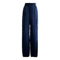 Le Réussi Women's Pants & Trousers Remi Navy Wide-Leg Silk Pants | Le Réussi