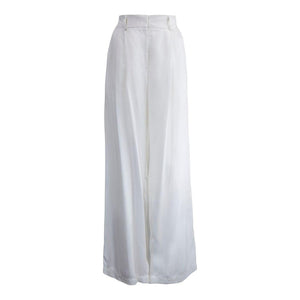 Le Réussi Women's Pants & Trousers White / Medium Remi White Wide-Leg Silk Pants | Le Réussi
