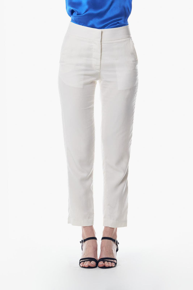 Le Réussi Women's Pants & Trousers White Skinny Fit Women's Linen Trousers | Le Réussi