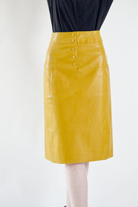 Le Réussi Women's Skirt Power Woman- Mustard Leather Skirt | Le Réussi