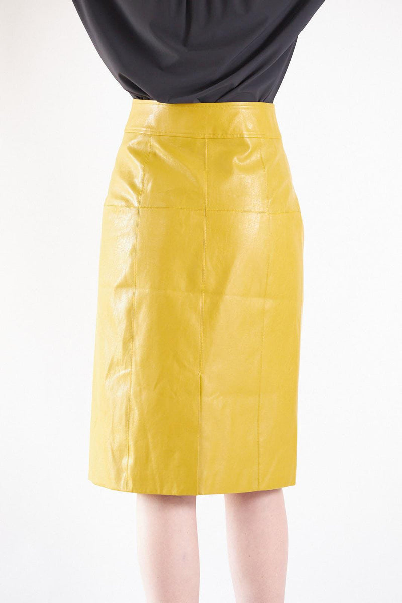 Le Réussi Women's Skirt Power Woman- Mustard Leather Skirt | Le Réussi