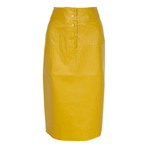 Le Réussi Women's Skirt Power Woman- Mustard Leather Skirt | Le Réussi