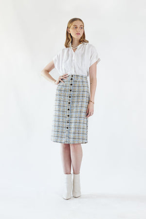 Le Réussi Women's Skirt Power Woman- Plaid Tweed Skirt | Le Réussi