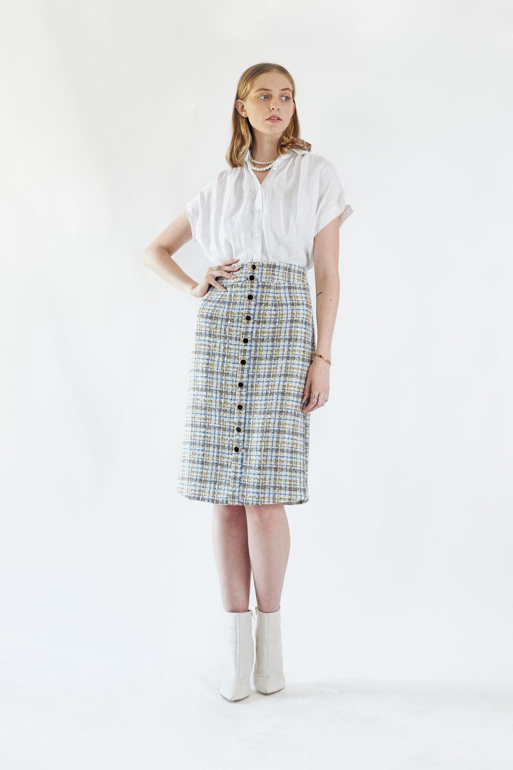 Le Réussi Women's Skirt Power Woman- Plaid Tweed Skirt | Le Réussi