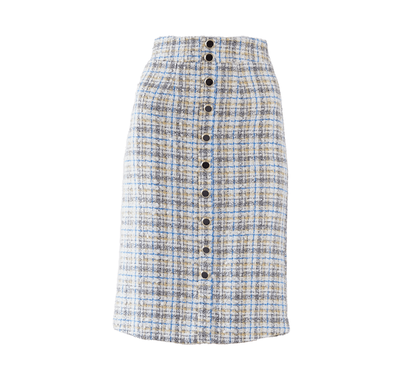 Le Réussi Women's Skirt Power Woman- Plaid Tweed Skirt | Le Réussi