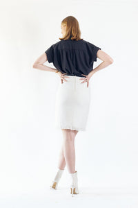 Le Réussi Women's Skirt Power Woman- White Mini Tweed Skirt | Le Réussi