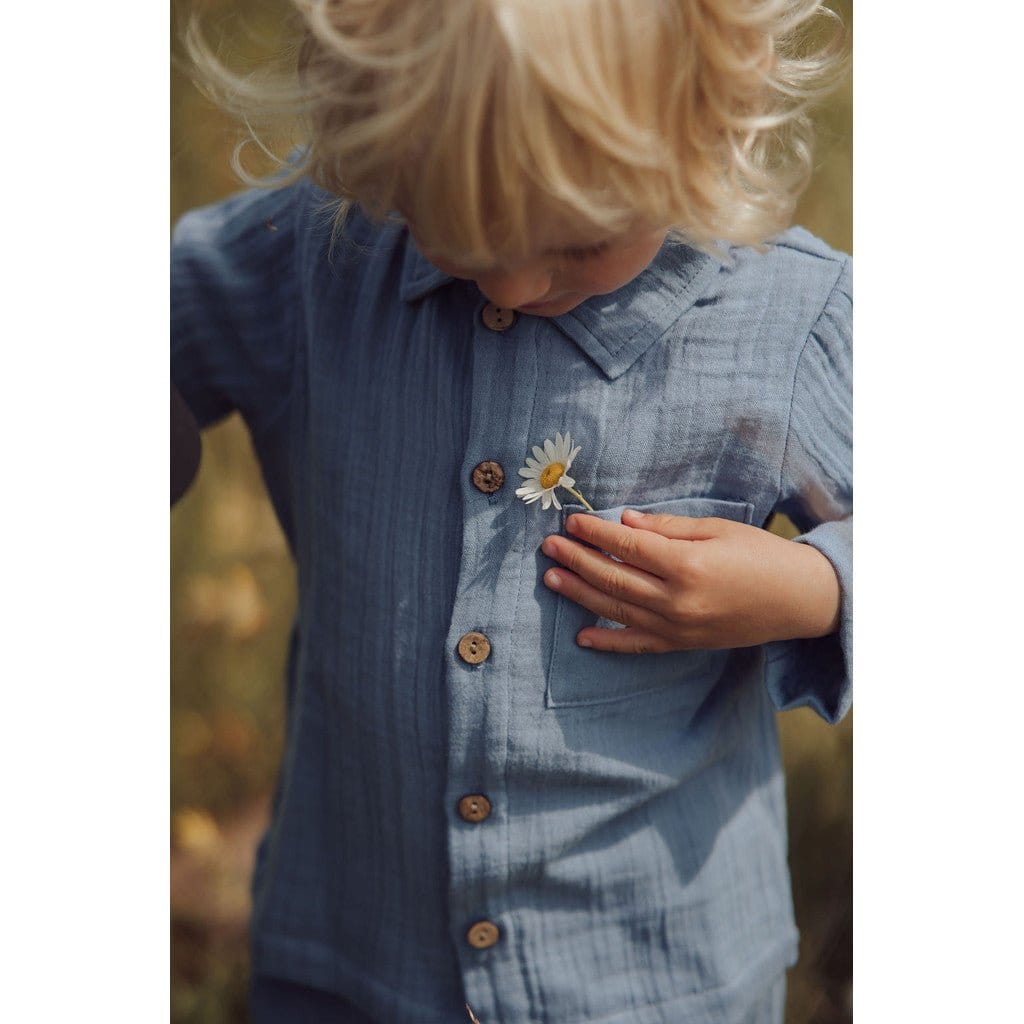 Lil' Paradise Copenhagen Kids & Babies - Mother & Kids - Boys' Baby Clothing - Clothing Sets 3-6m - 68cm Organic Shadow Blue Shirt