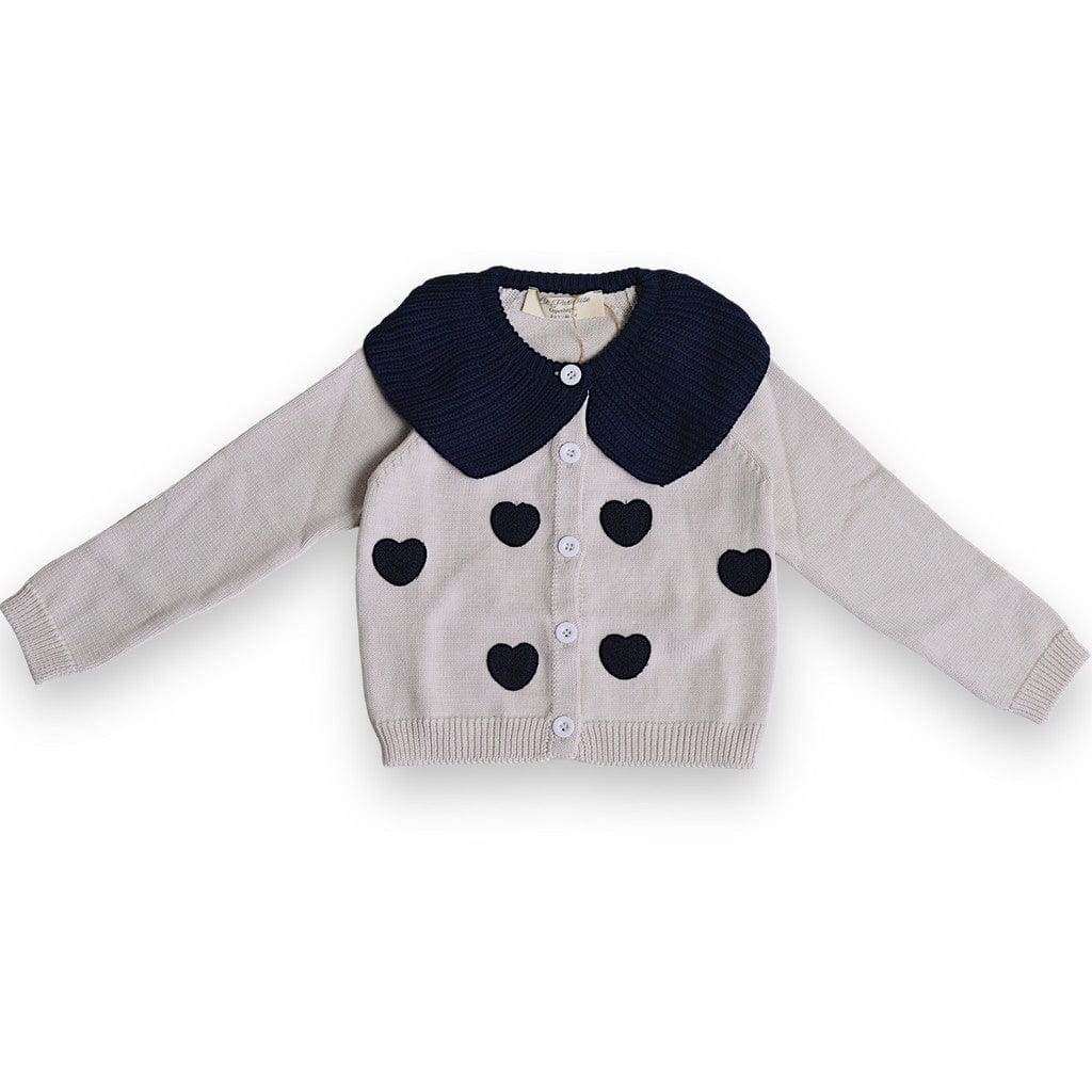 Lil' Paradise Copenhagen Kids & Babies - Mother & Kids - Girls' Clothing - Overalls 3-6m - 68cm Organic Navy Heart Cardigan