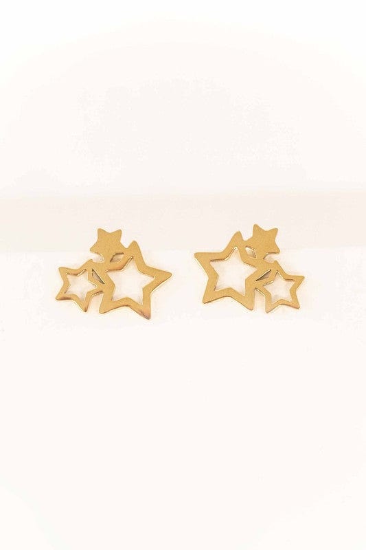 Lilac and Rose Cluster of Stars Stud Earrings in Gold or Silver