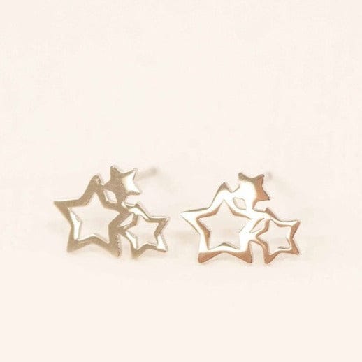 Lilac and Rose Cluster of Stars Stud Earrings in Gold or Silver