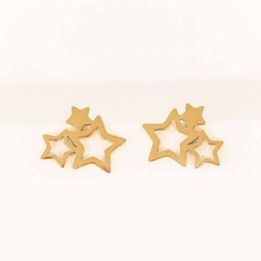 Lilac and Rose Cluster of Stars Stud Earrings in Gold or Silver