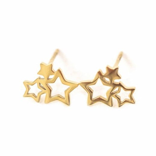 Lilac and Rose Cluster of Stars Stud Earrings in Gold or Silver