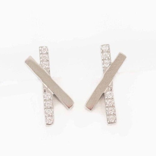 Lilac and Rose Crossroads Stud Earrings in Gold or Silver