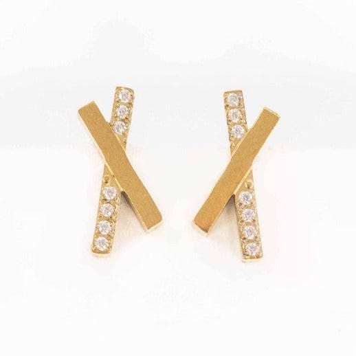 Lilac and Rose Crossroads Stud Earrings in Gold or Silver