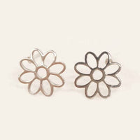 Lilac and Rose Daisy Outline Stud Earrings in Gold or Silver