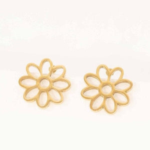 Lilac and Rose Daisy Outline Stud Earrings in Gold or Silver