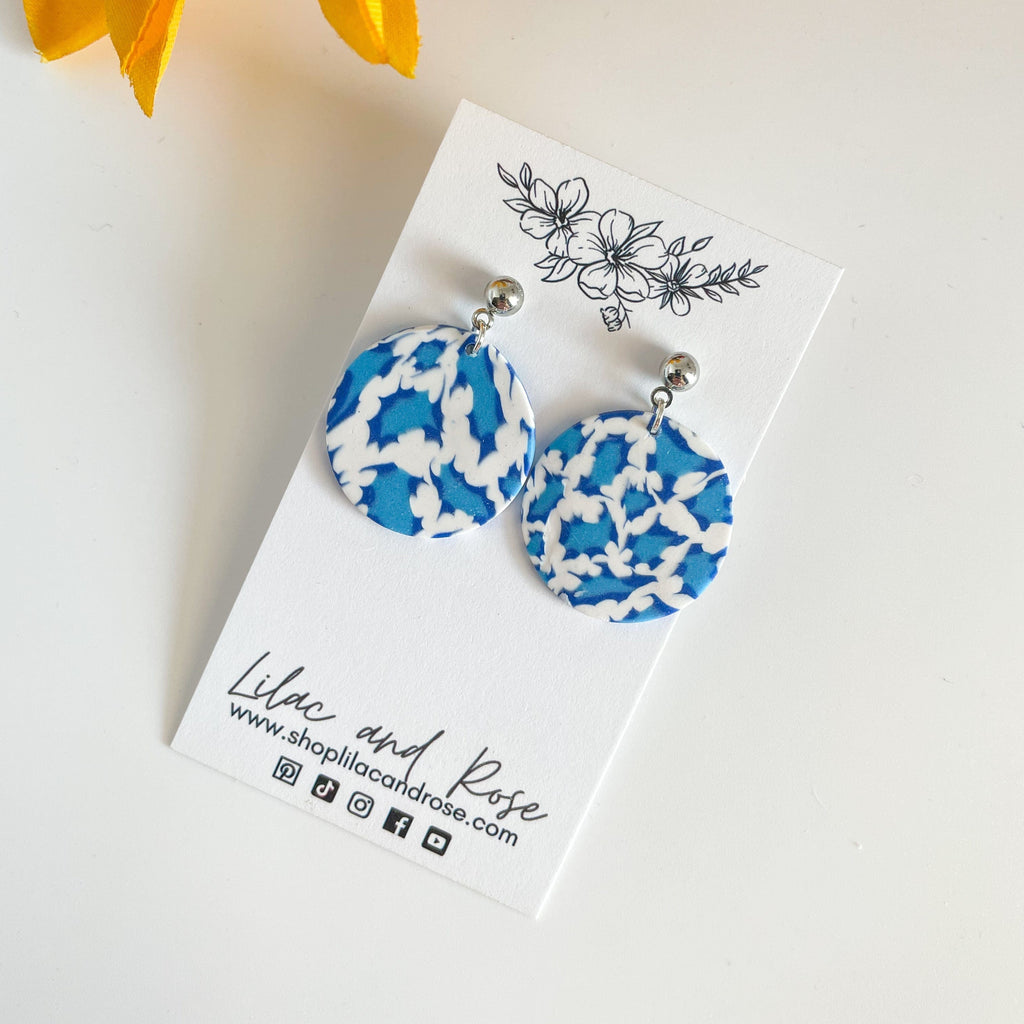 Lilac and Rose Earrings Lilac and Rose Blue Animal Print Earrings