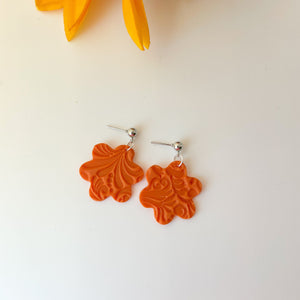 Lilac and Rose Earrings Lilac and Rose Orange Textured Flower Earrings