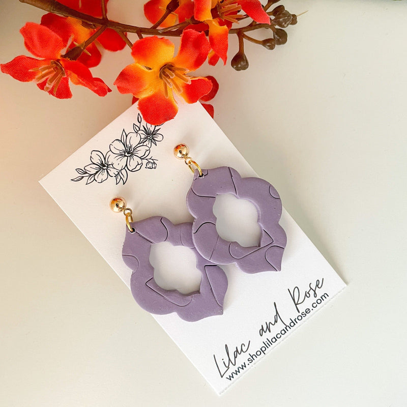 Lilac and Rose Earrings Purple Hearts Lilac and Rose Ocean Blues Keyhole Earrings