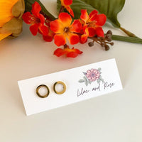 Lilac and Rose Gold Hollow Circle Stud Earrings