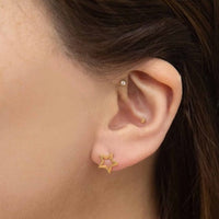 Lilac and Rose Gold / OS Star Outline Stud Earrings in Gold or Silver