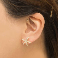 Lilac and Rose Gold / OS Starfish Stone and Pearl Earrings
