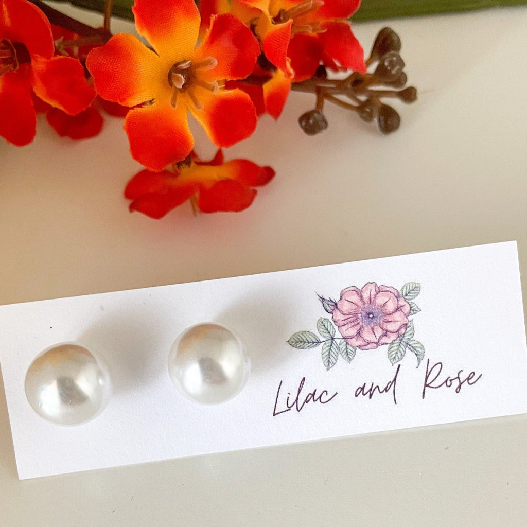 Lilac and Rose Large Pearl Stud Earrings