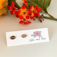 Lilac and Rose Rose Gold Football Stud Earrings