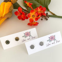 Lilac and Rose Rose Stud Earrings in Silver or Gold