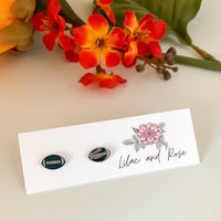 Lilac and Rose Silver Football Stud Earrings