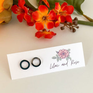 Lilac and Rose Silver Hollow Circle Stud Earrings