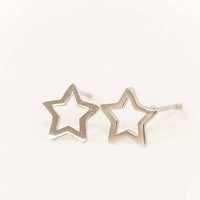 Lilac and Rose Star Outline Stud Earrings in Gold or Silver